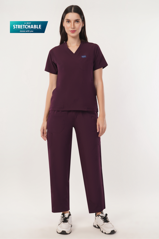 Nova (Stretch) Women's Scrubs Wine Maroon