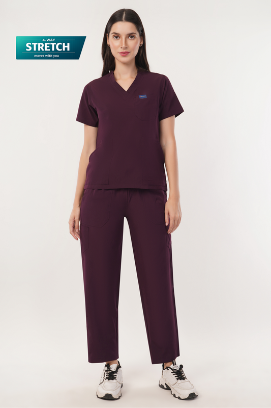 Nova (Stretch) Women's Scrubs Wine Maroon