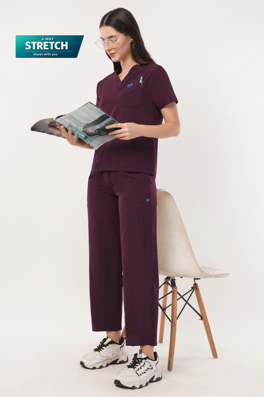 Nova (Stretch) Women's Scrubs Wine Maroon
