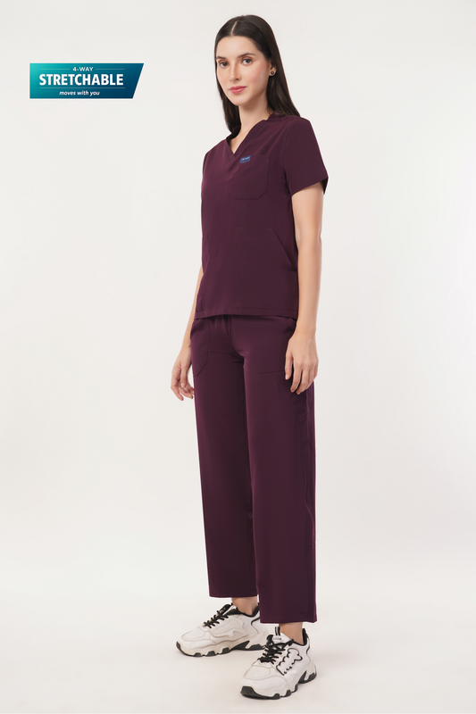 Nova (Stretch) Women's Scrubs Wine Maroon