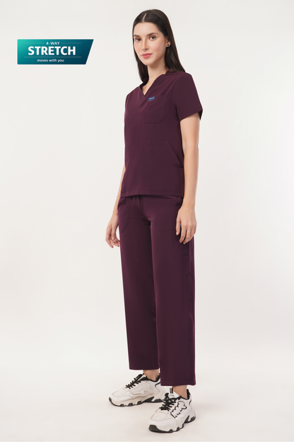 Nova (Stretch) Women's Scrubs Wine Maroon
