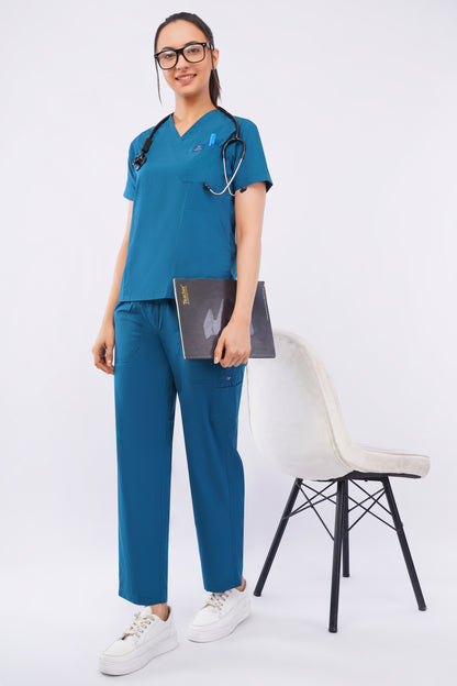 Smart Women's Scrubs - Coral Blue