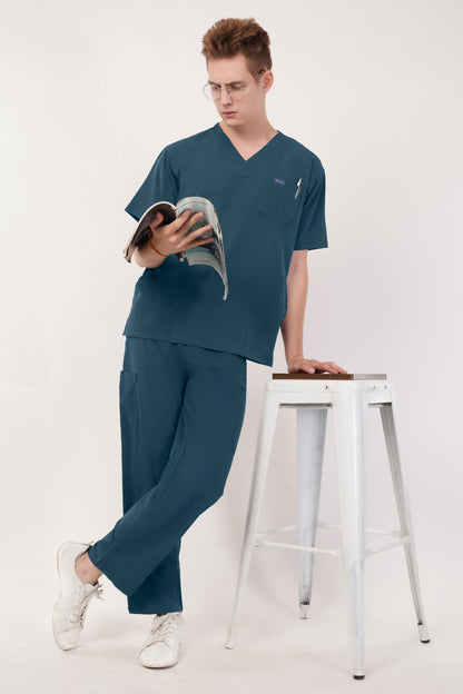 Smart Men's Scrubs - Peacock Blue
