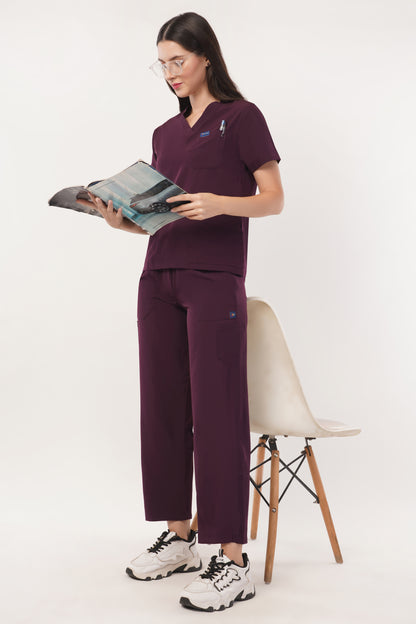 Nova (Stretch) Women's Scrubs Wine Maroon